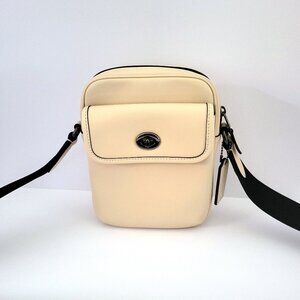 Coach CAJ31 Turnlock Crossbody Bag Calf Smooth Leather Messenger Bag Ivory